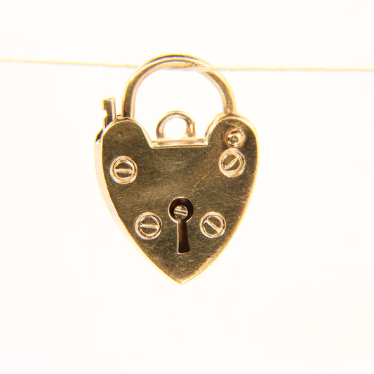 Vintage 9ct Gold Heart Lock Charm – Hallmarked Yellow Gold