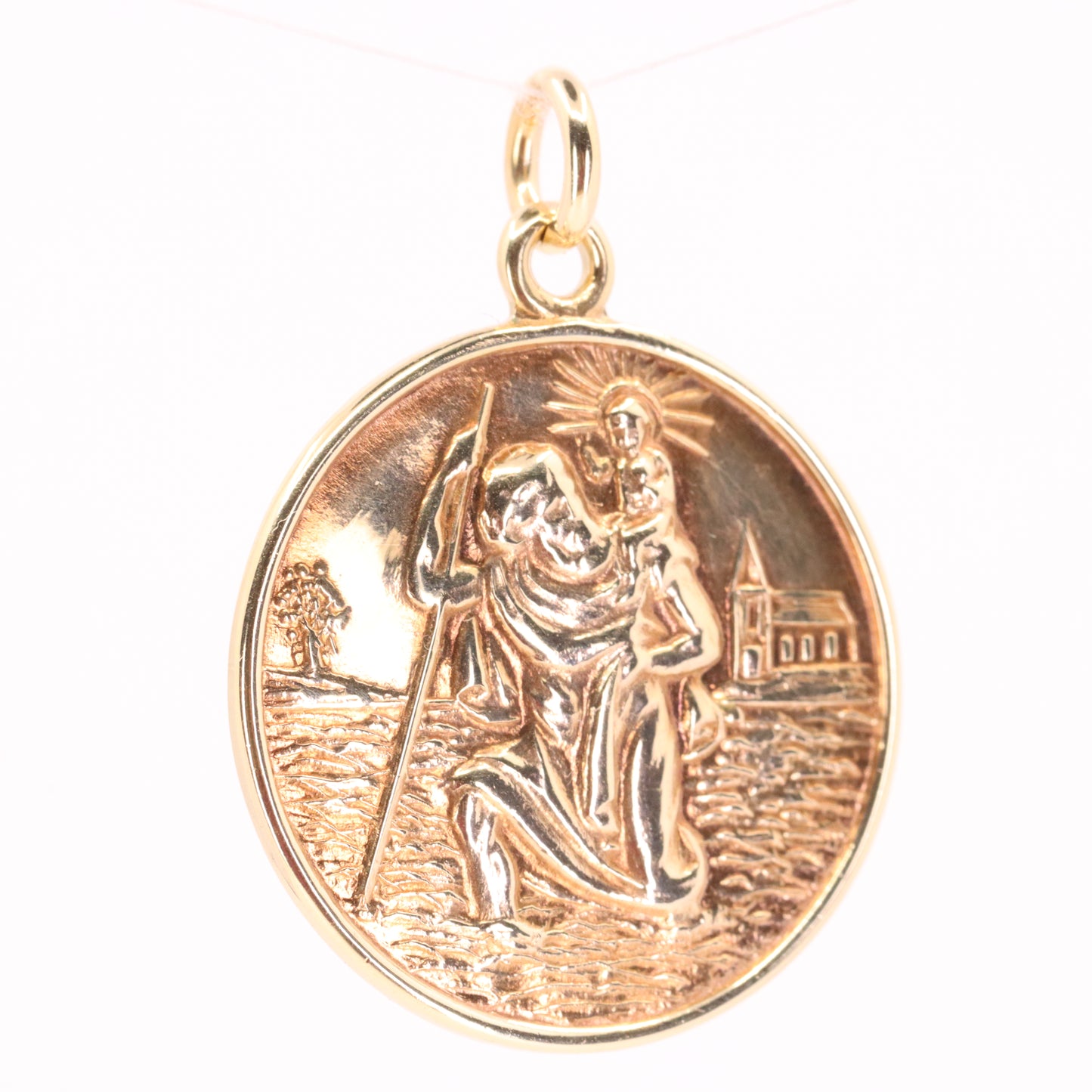 Vintage 9ct Hallmarked Gold St Christopher Pendant Patron Saint Travel Charm