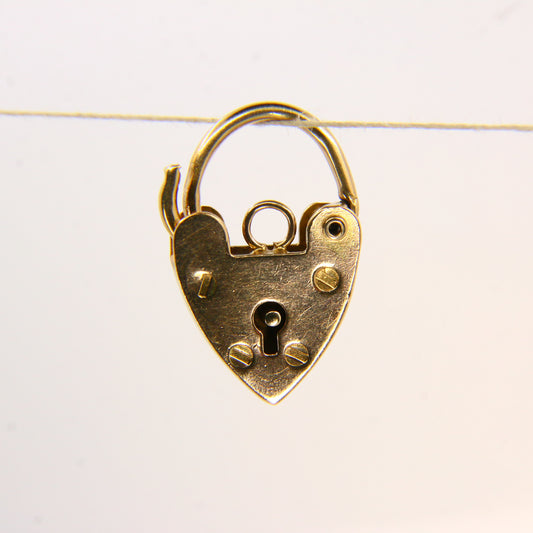 Vintage 9ct Gold Heart Lock Charm – Hallmarked Yellow Gold