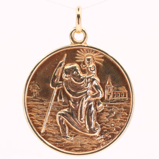 Vintage 9ct Hallmarked Gold St Christopher Pendant Patron Saint Travel Charm