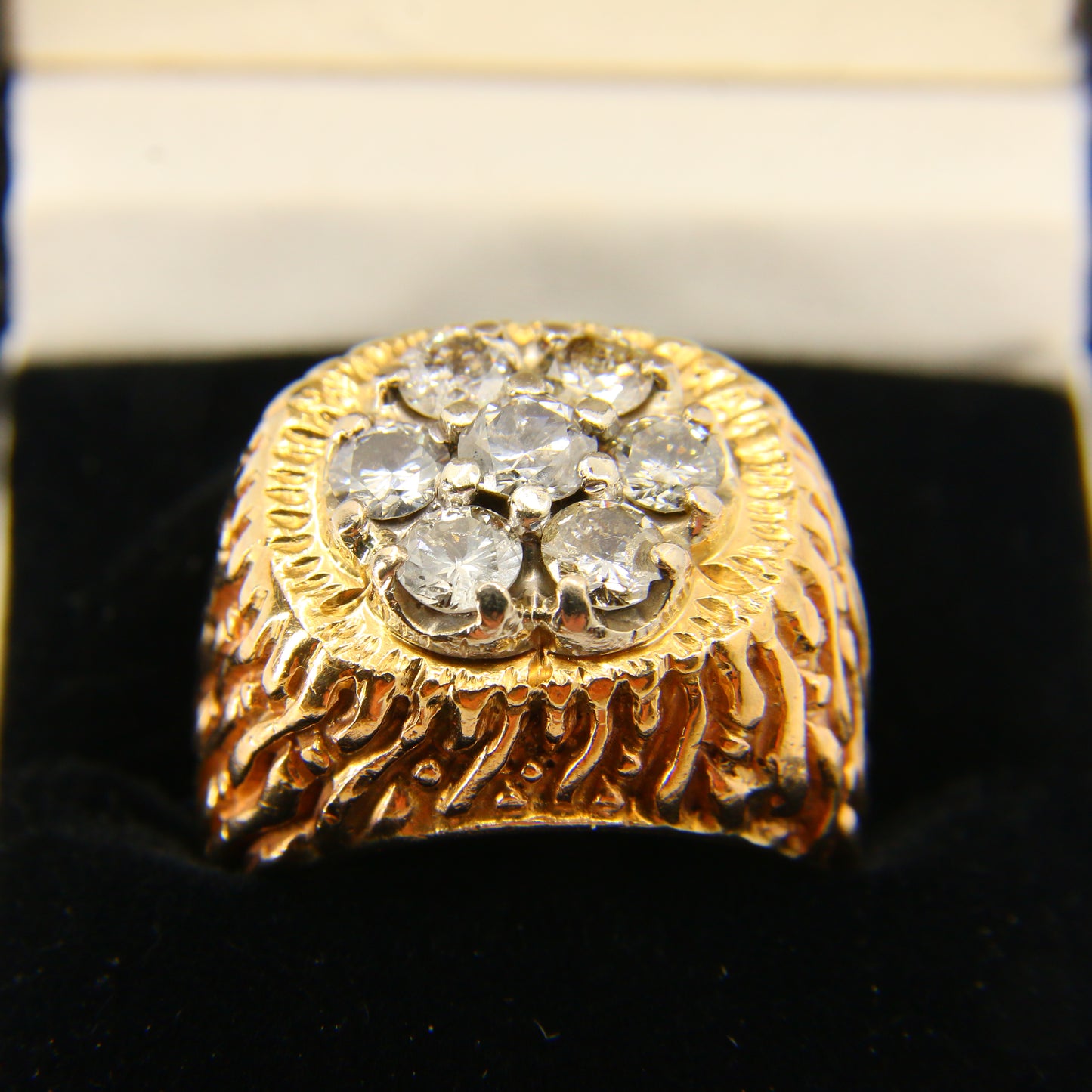 Vintage 9 Carat Diamond Cluster Ring Statement Ring Yellow Gold UK Size O