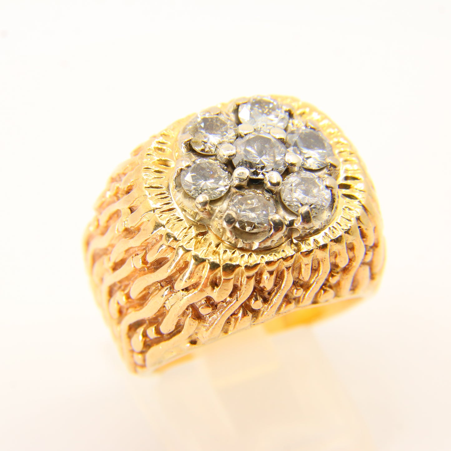 Vintage 9 Carat Diamond Cluster Ring Statement Ring Yellow Gold UK Size O