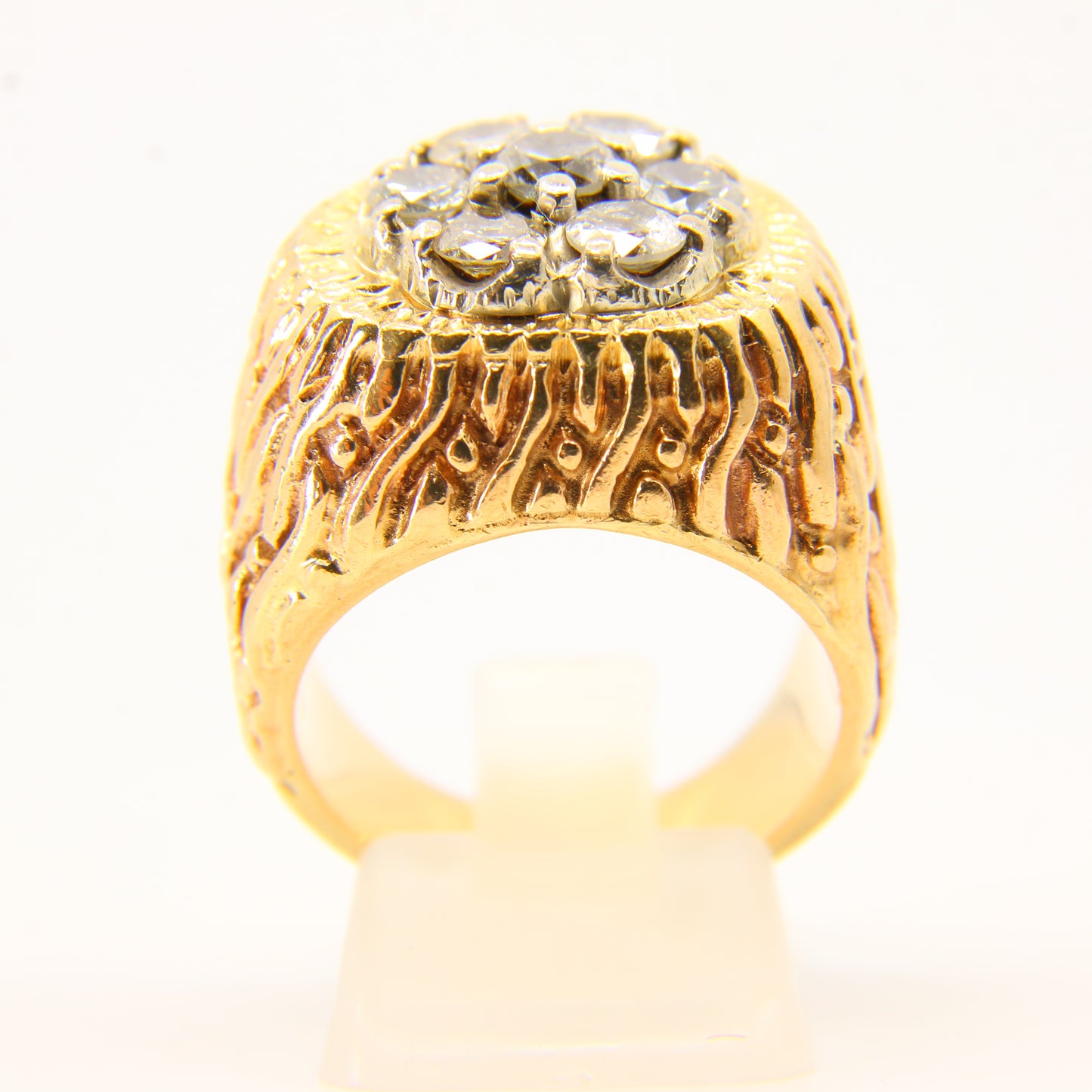 Vintage 9 Carat Diamond Cluster Ring Statement Ring Yellow Gold UK Size O