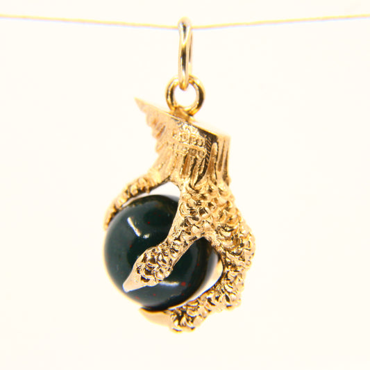 Vintage 9ct Gold Dragons Claw Charm Bloodstone Dragon Claw Hallmarked Pendant