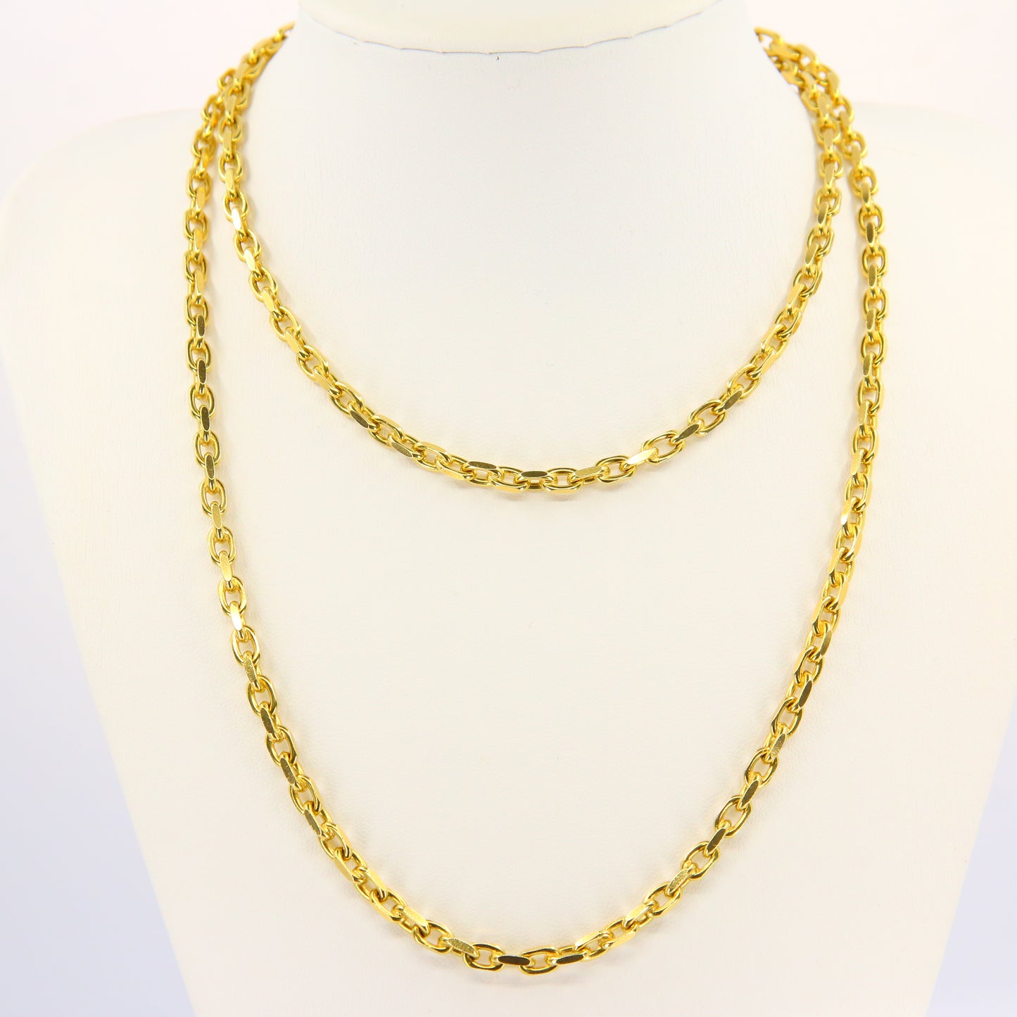 Vintage 18 Carat Italian 31.75 Inch Chain Necklace Cable Chain Yellow Gold