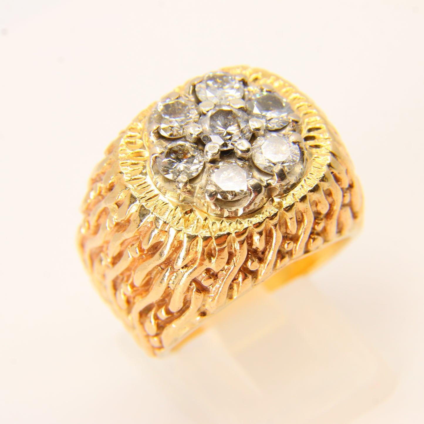 Vintage 9 Carat Diamond Cluster Ring Statement Ring Yellow Gold UK Size O