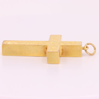Antique 15ct Hallmarked 1903 Edwardian Gold Floral Engraved Cross Pendant Gift