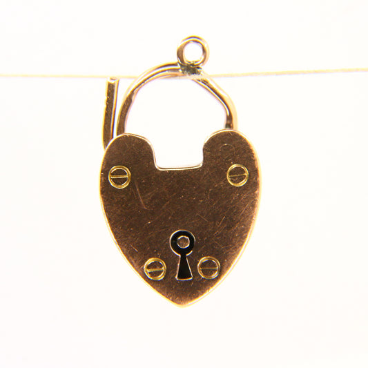Vintage 9ct Gold Heart Lock Charm – Hallmarked Yellow Gold