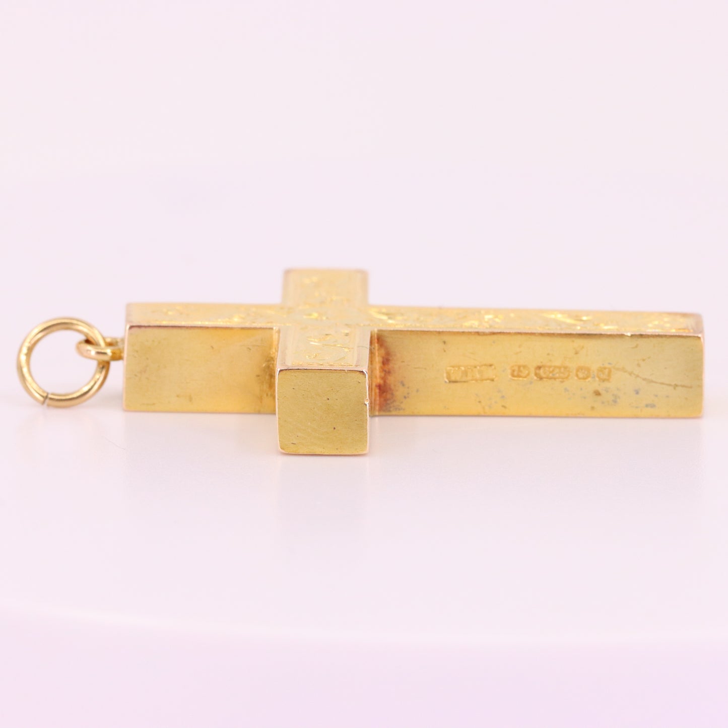 Antique 15ct Hallmarked 1903 Edwardian Gold Floral Engraved Cross Pendant Gift