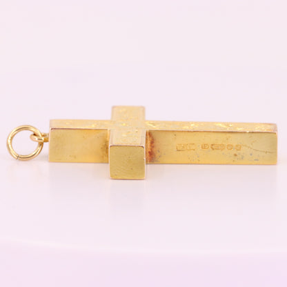 Antique 15ct Hallmarked 1903 Edwardian Gold Floral Engraved Cross Pendant Gift