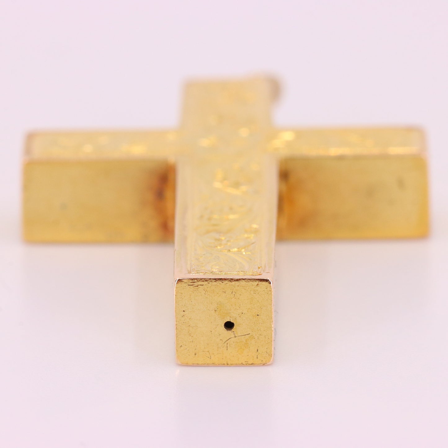 Antique 15ct Hallmarked 1903 Edwardian Gold Floral Engraved Cross Pendant Gift