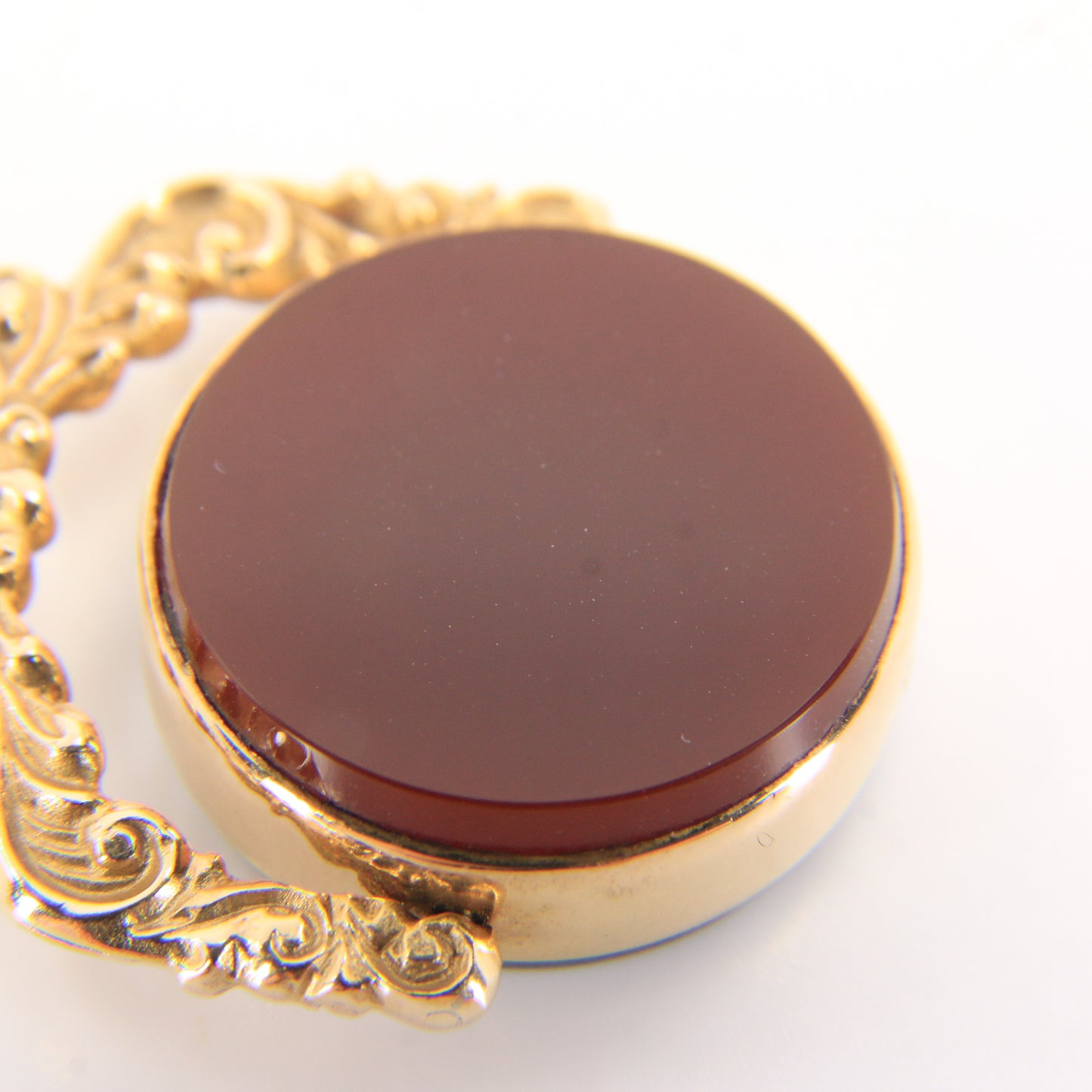 Antique 9ct Hallmarked Yellow Gold Carnelian Bloodstone Spinner Pendant Charm Fob