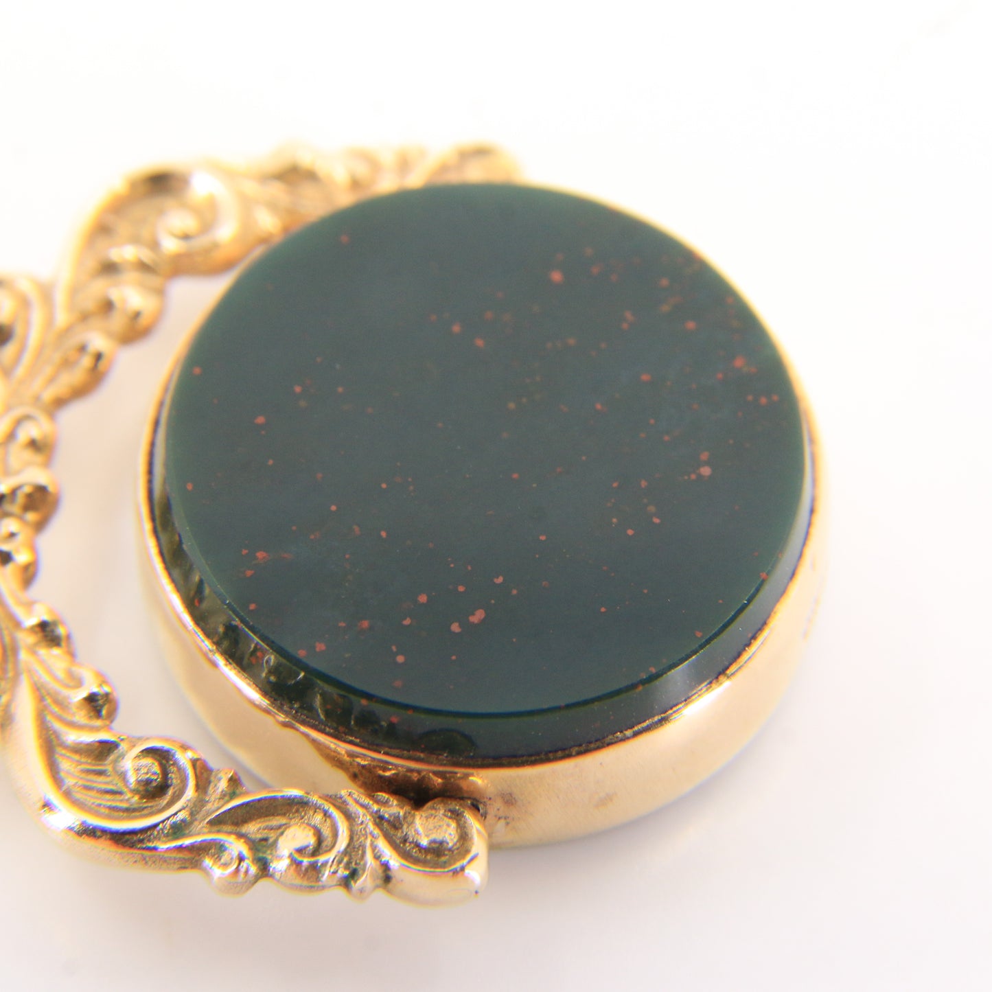 Antique 9ct Hallmarked Yellow Gold Carnelian Bloodstone Spinner Pendant Charm Fob