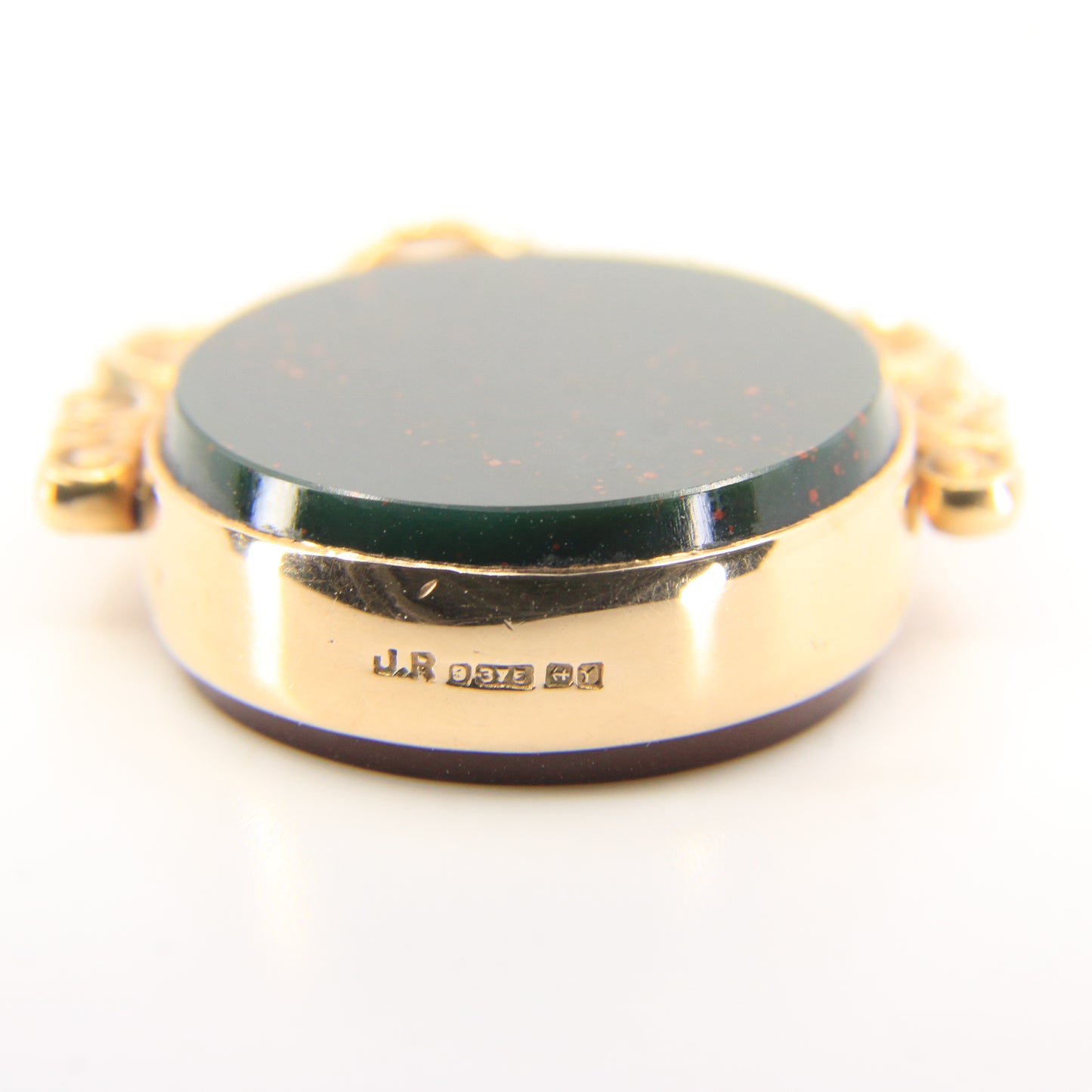 Antique 9ct Hallmarked Yellow Gold Carnelian Bloodstone Spinner Pendant Charm Fob