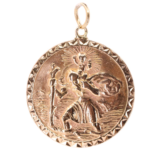 Vintage 9ct Hallmarked Gold Georg Jensen St Christopher Charm Religious Pendant