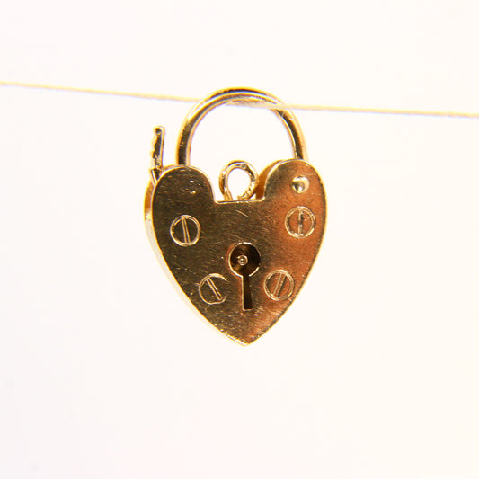 Vintage 9ct Gold Heart Lock Charm – Hallmarked Yellow Gold