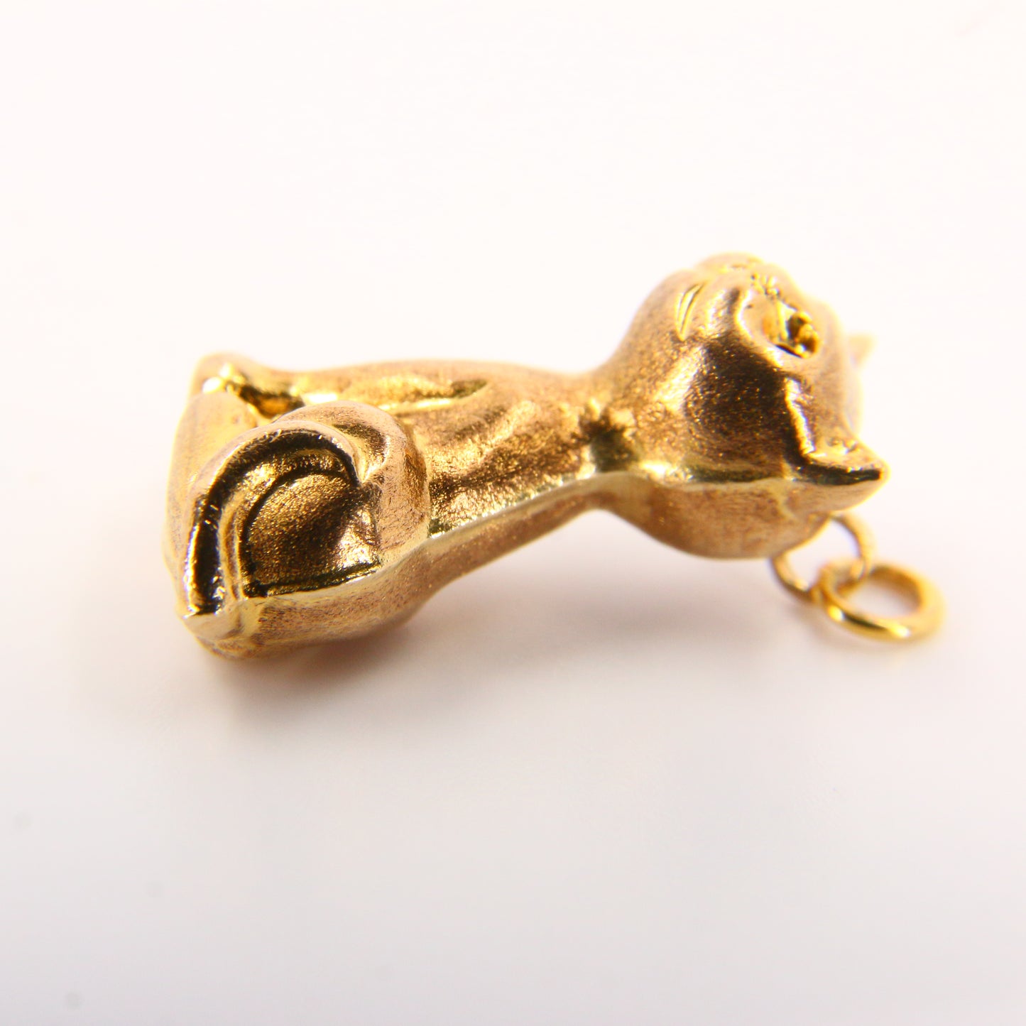 Vintage 9ct Cat Charm Detailed Yellow Gold Pendant Hallmarked Sitting Animal Charm