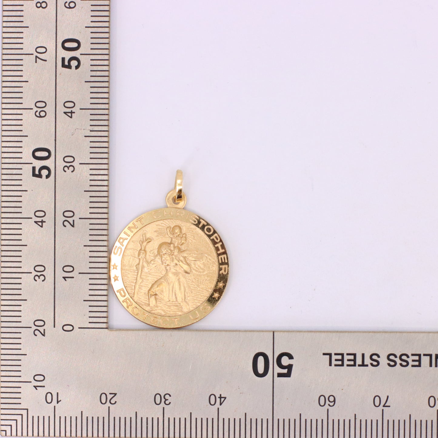 Vintage 9ct Hallmarked Gold Double Sided St Christopher Charm Travel Pendant