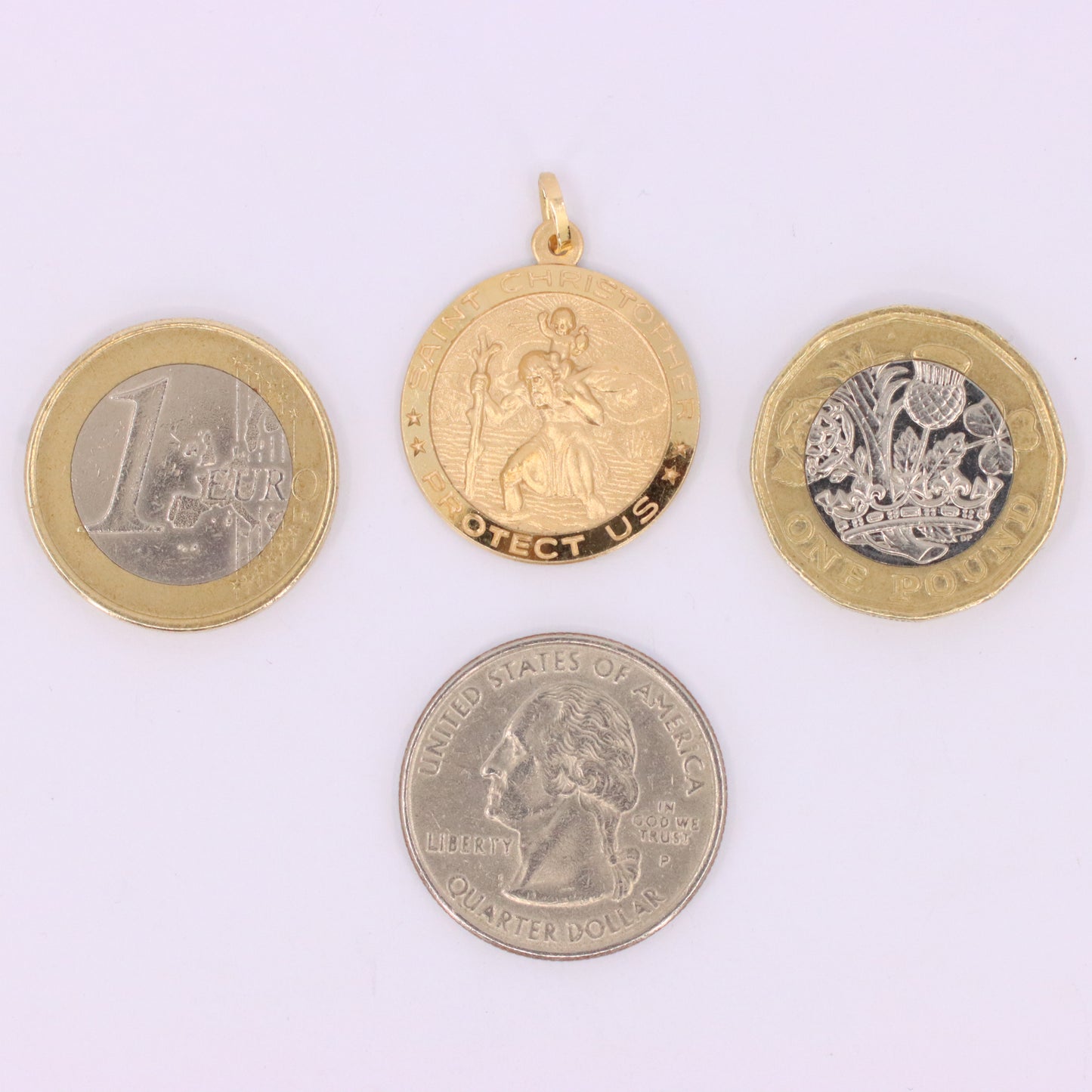Vintage 9ct Hallmarked Gold Double Sided St Christopher Charm Travel Pendant