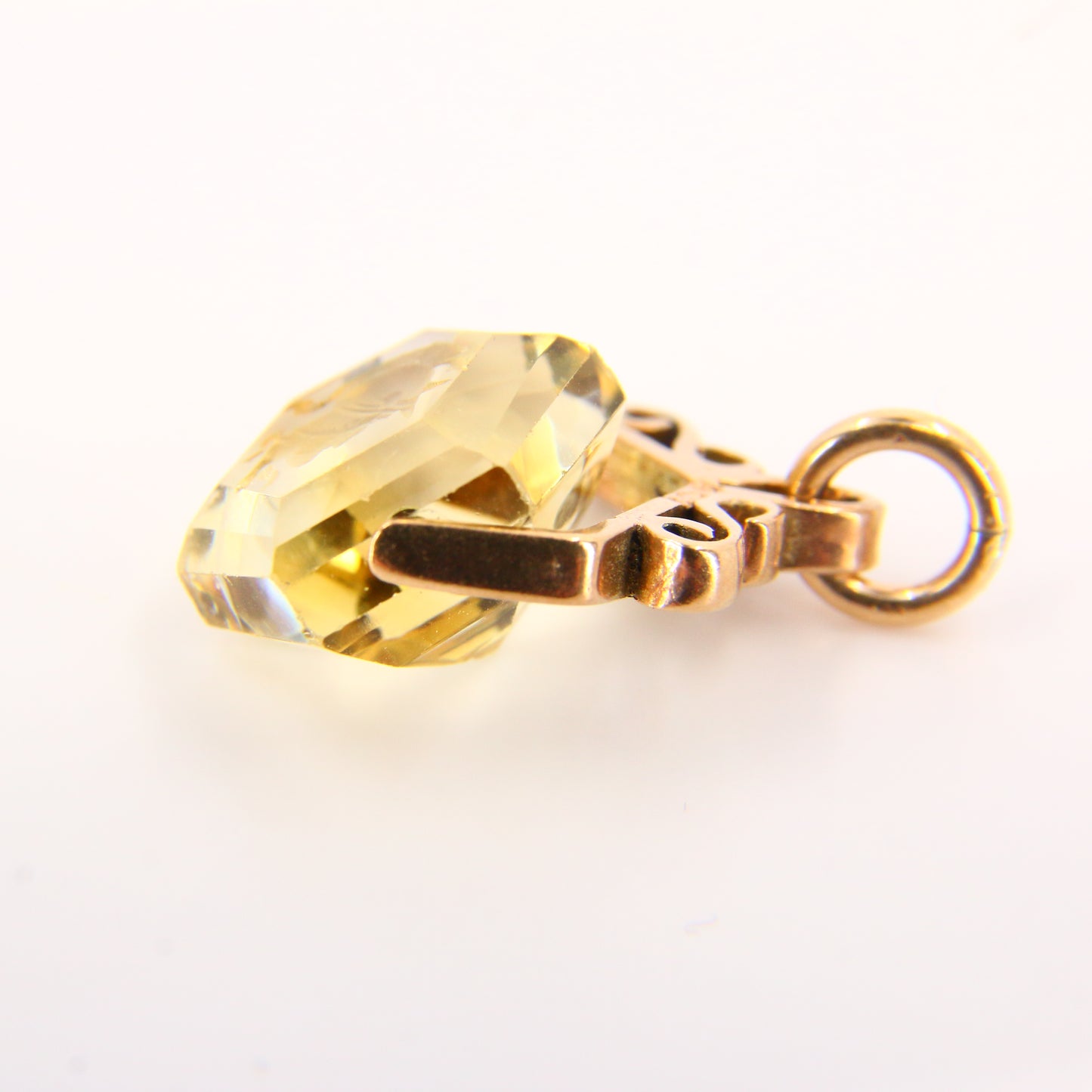 Vintage 9ct Miniature Citrine Swivel Pendant Centurion Head Yellow Gold Charm