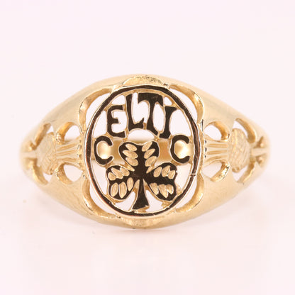 Vintage 9ct Hallmarked Yellow Gold Celtic FC Football Ring UK Q1/2 Boxed Gift