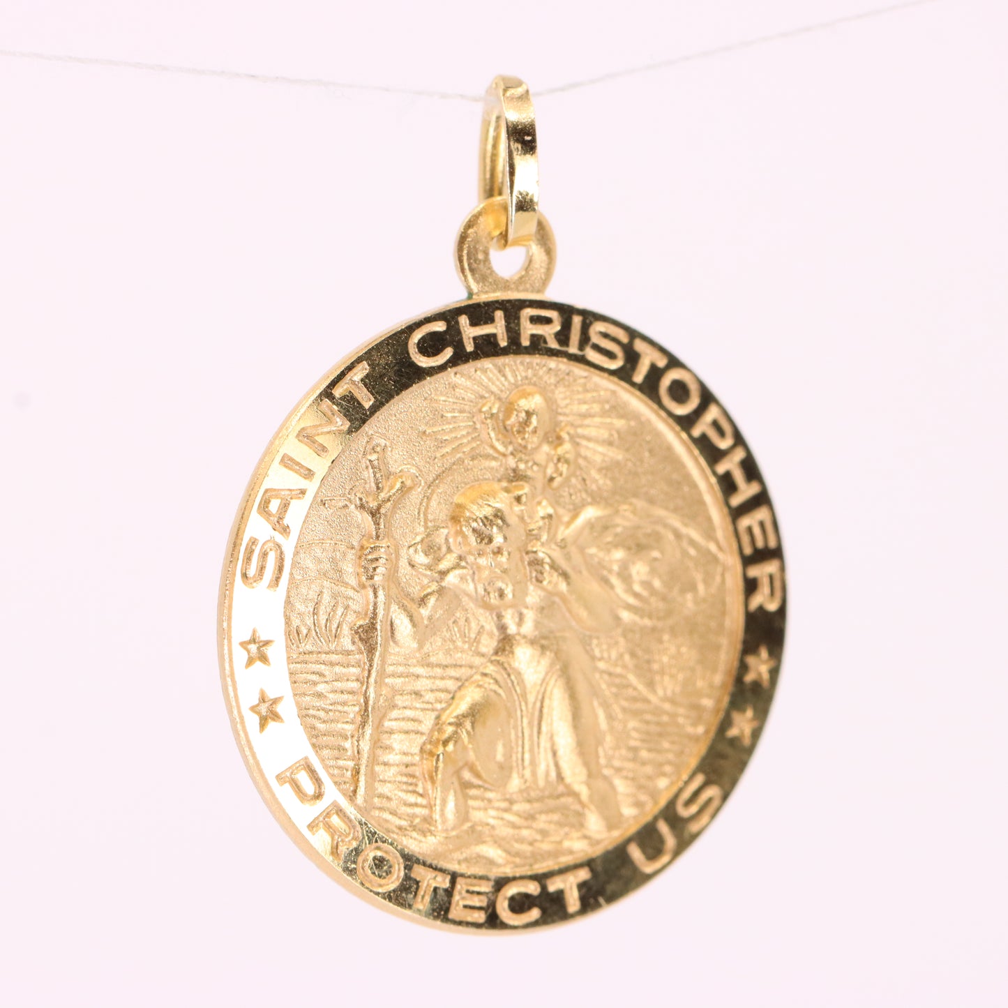 Vintage 9ct Hallmarked Gold Double Sided St Christopher Charm Travel Pendant