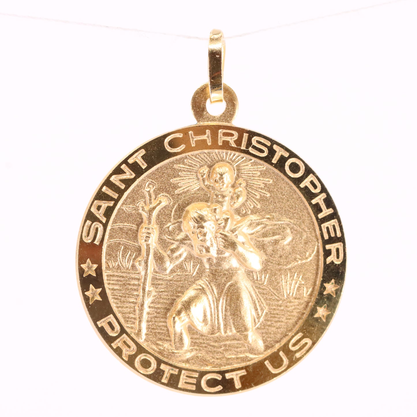 Vintage 9ct Hallmarked Gold Double Sided St Christopher Charm Travel Pendant