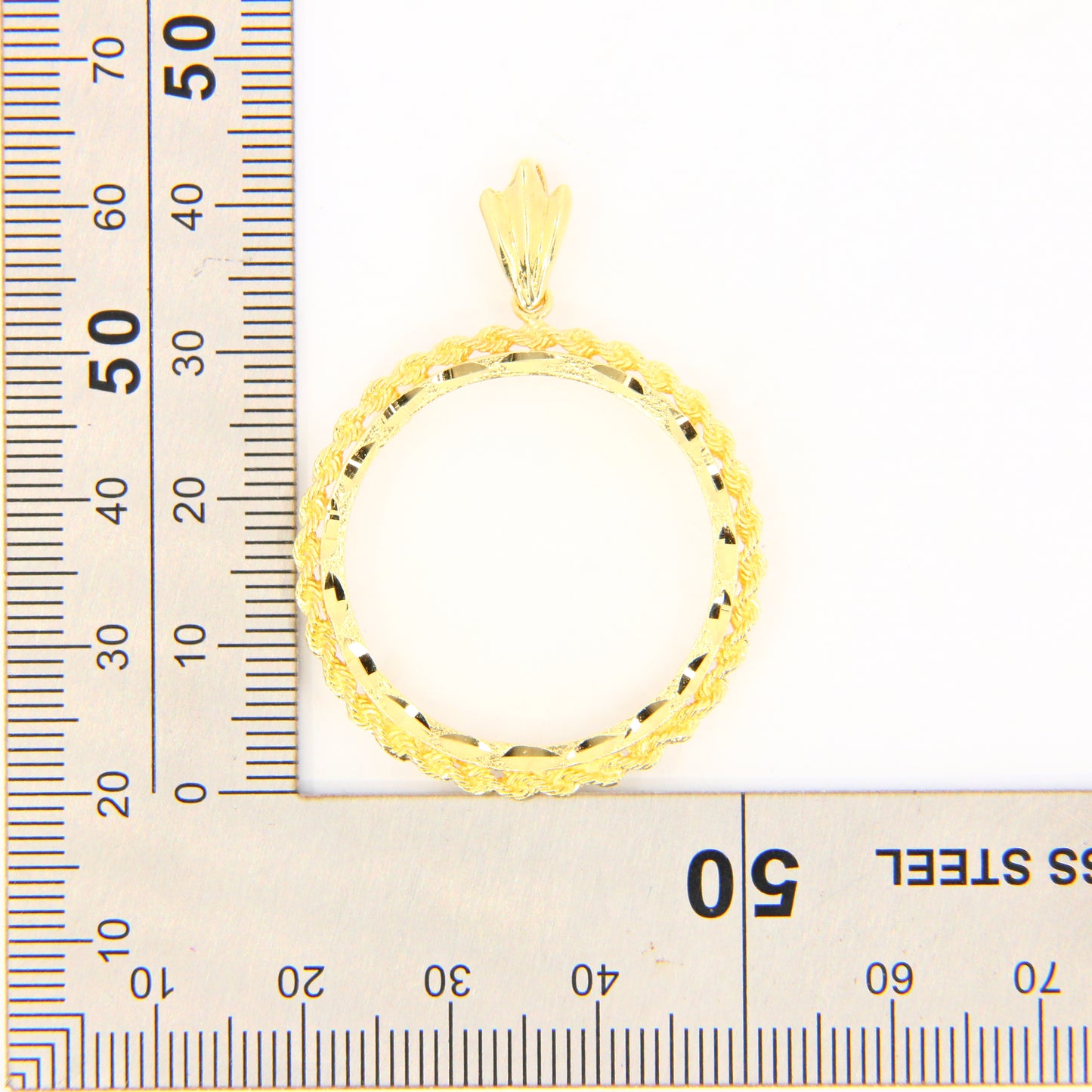 Vintage 14K 10 Dollar Pendant Mount 27.5 mm Coin Display Yellow Gold $10 Charm