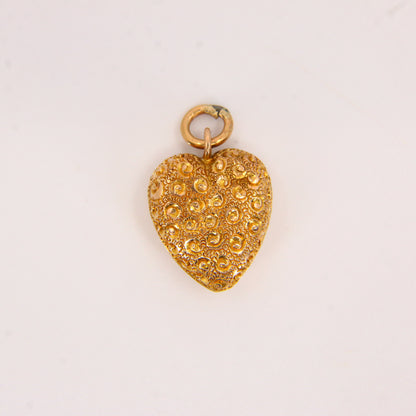 Vintage 9ct Gold Puff Heart Charm – Solid Gold Charm Gift