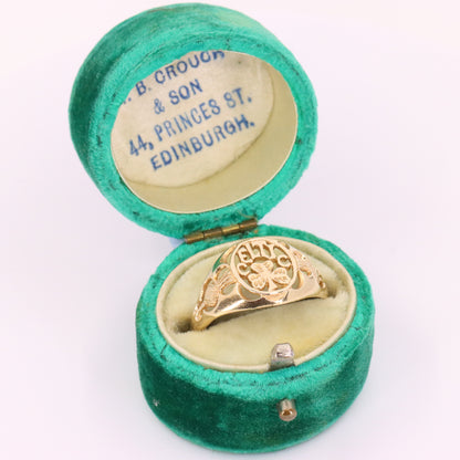 Vintage 9ct Hallmarked Yellow Gold Celtic FC Football Ring UK Q1/2 Boxed Gift