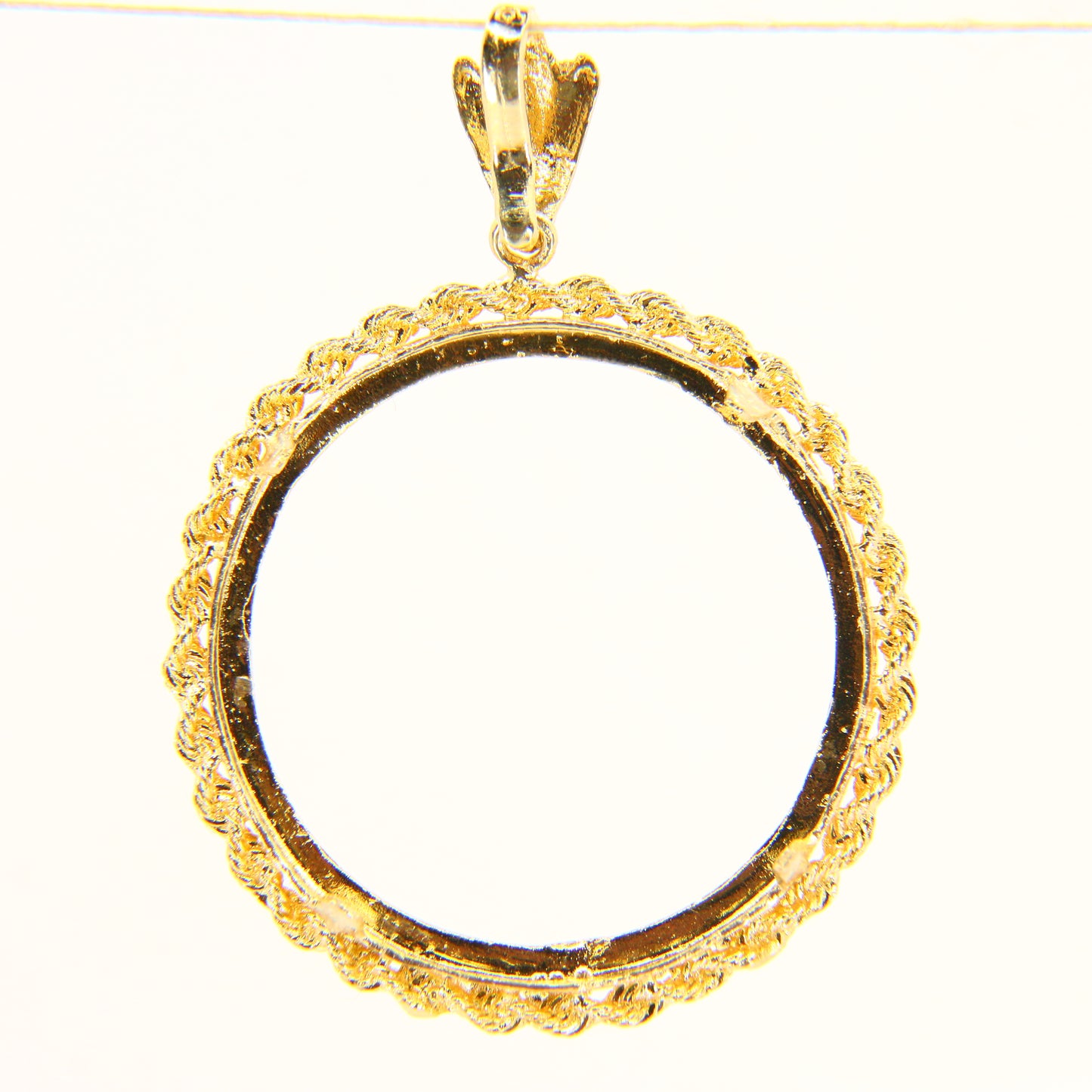 Vintage 14K 10 Dollar Pendant Mount 27.5 mm Coin Display Yellow Gold $10 Charm