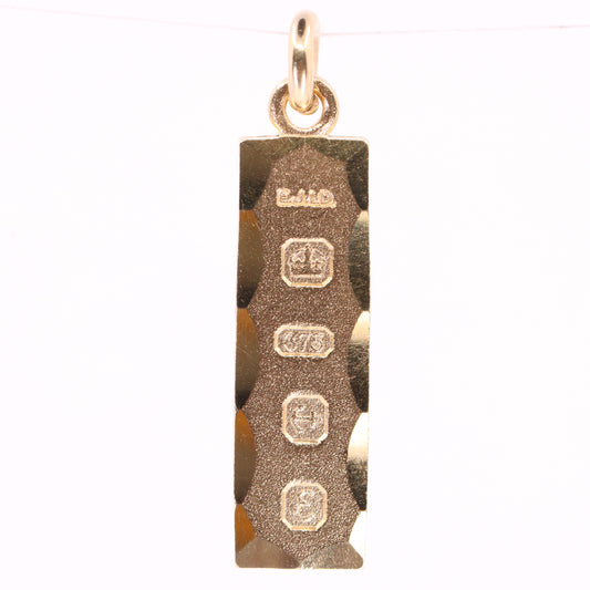 Vintage 9ct Hallmarked 1979 Yellow Gold Ingot Pendant Textured Bar Charm Gift