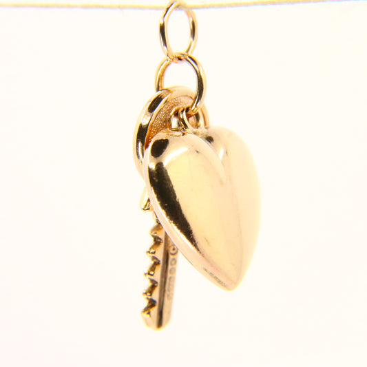 Vintage 9ct Heart & Key Charm – Georg Jensen Hallmarked Gold Pendant