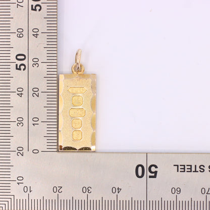 Vintage 9ct Hallmarked 1981 Yellow Gold Ingot Pendant Textured Bar Gift