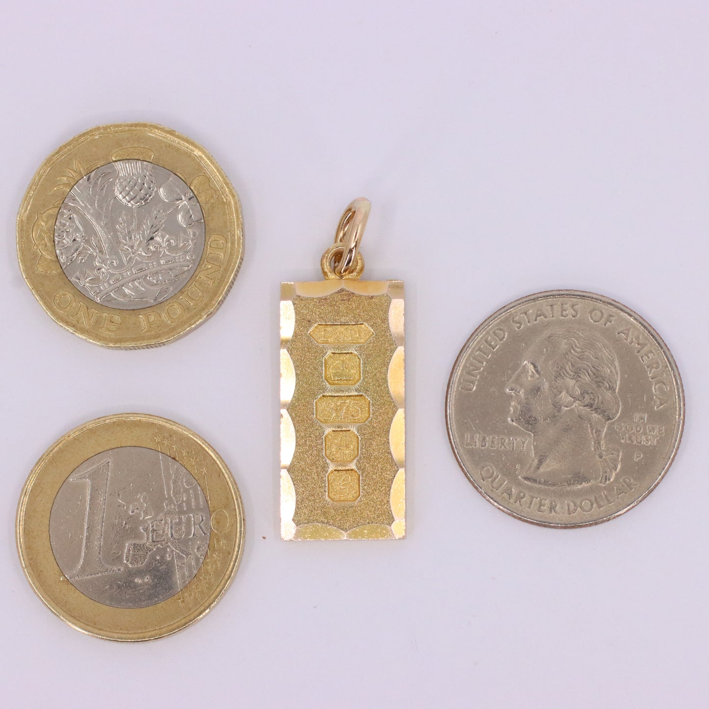Vintage 9ct Hallmarked 1981 Yellow Gold Ingot Pendant Textured Bar Gift