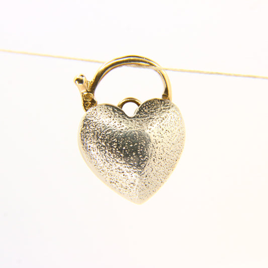 Vintage 9ct Gold Puff Heart Padlock – Opening Yellow Gold Charm