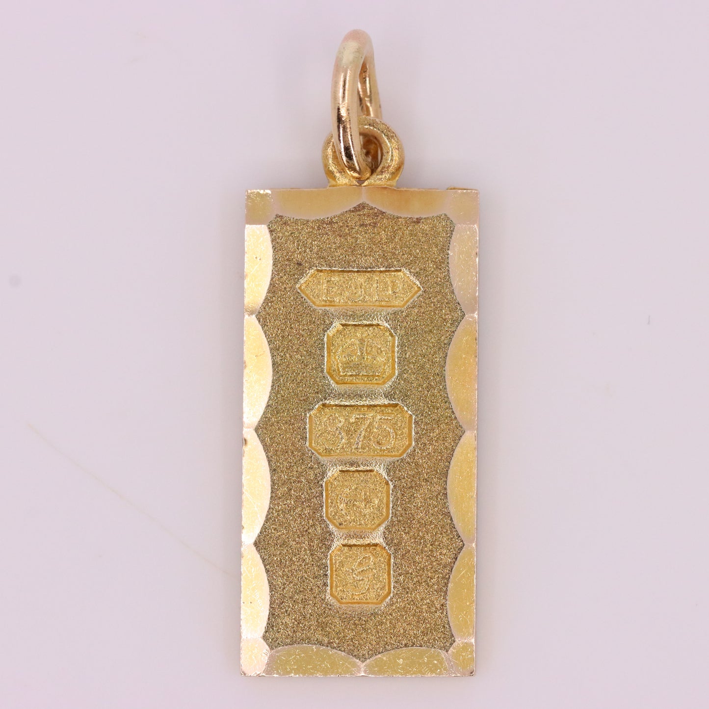 Vintage 9ct Hallmarked 1981 Yellow Gold Ingot Pendant Textured Bar Gift