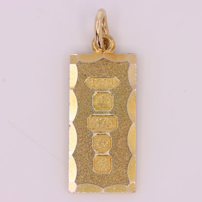 Vintage 9ct Hallmarked 1981 Yellow Gold Ingot Pendant Textured Bar Gift