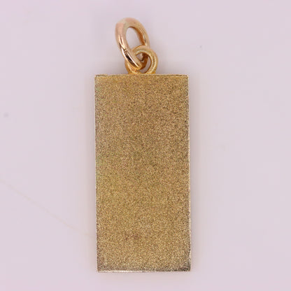 Vintage 9ct Hallmarked 1981 Yellow Gold Ingot Pendant Textured Bar Gift