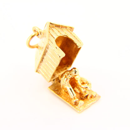 Vintage 9ct The Dog House Opening Funny Charm Hallmarked Yellow Gold Pendant