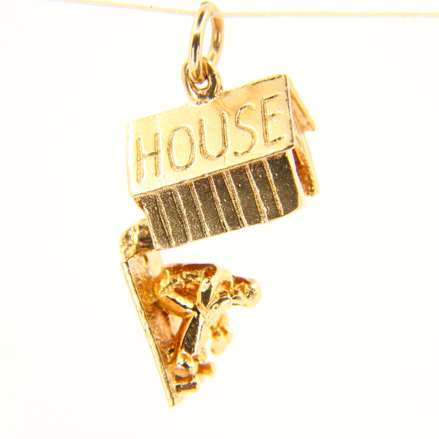 Vintage 9ct The Dog House Opening Funny Charm Hallmarked Yellow Gold Pendant