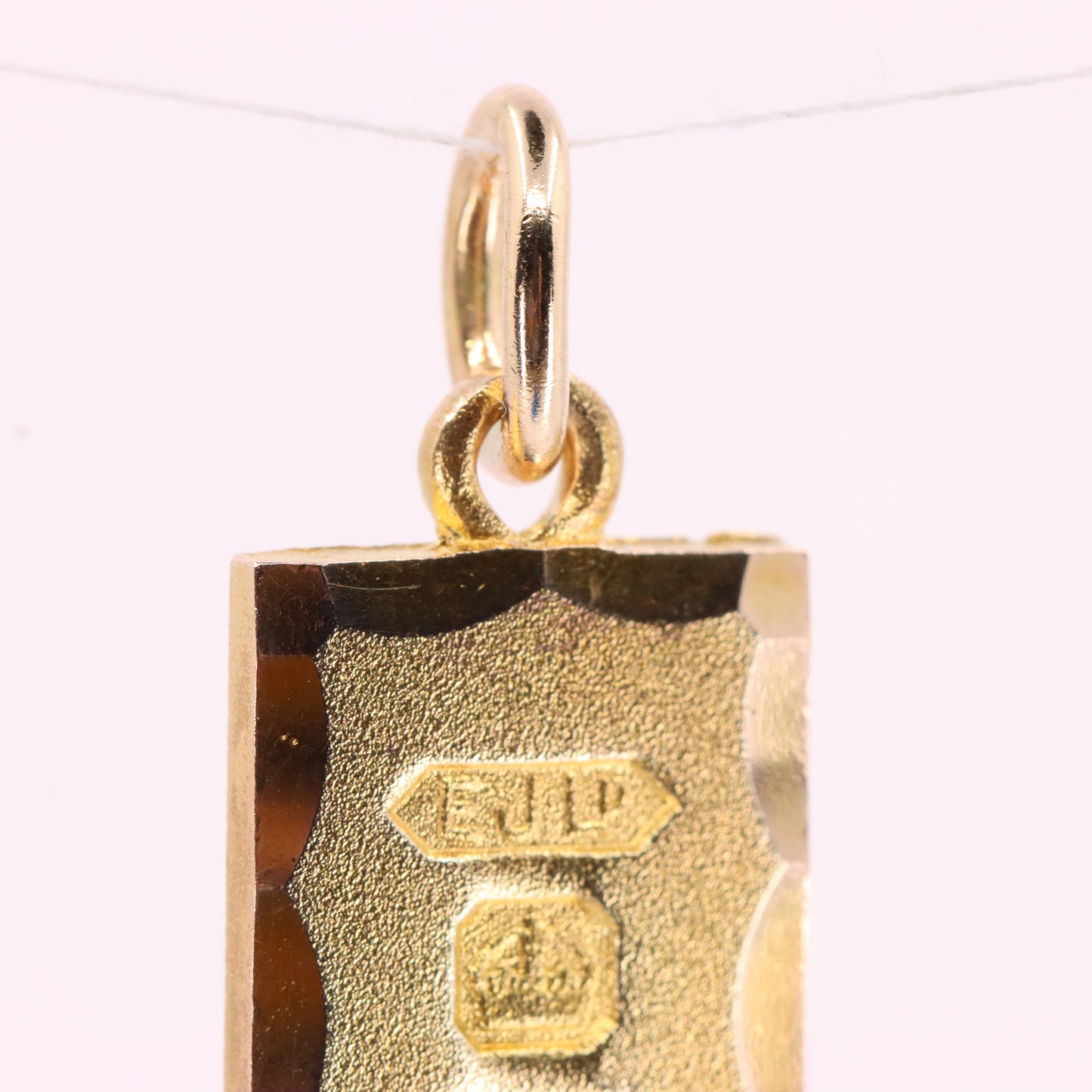 Vintage 9ct Hallmarked 1981 Yellow Gold Ingot Pendant Textured Bar Gift