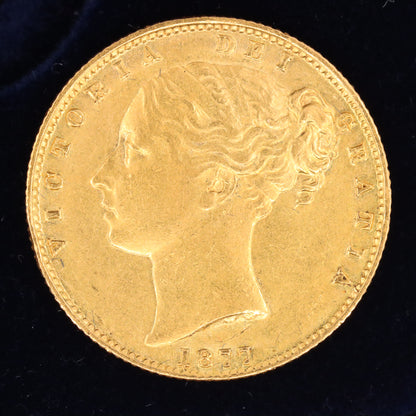 Antique 22ct Queen Victoria Young Head Shield Back Sovereign Coin Boxed
