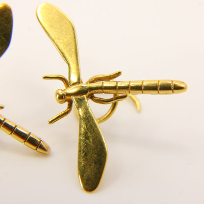 Vintage 9ct Gold Dragonflies 9 Carat Napkin Holders Gold Pair Yellow Gold Luxury