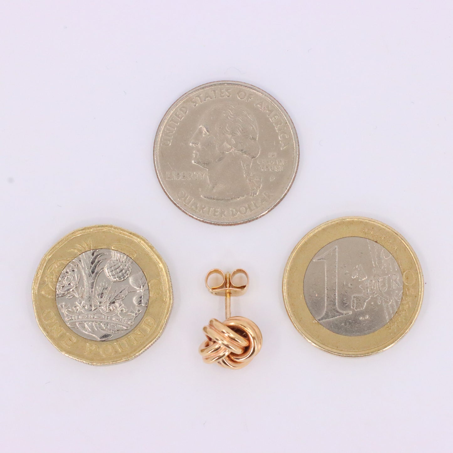 Vintage 9ct Hallmarked Yellow Gold Knot Stud Earrings Classic Design Boxed Gift