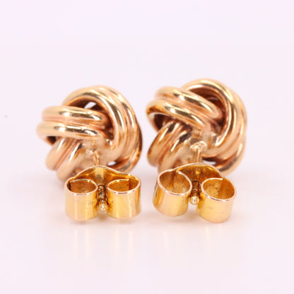 Vintage 9ct Hallmarked Yellow Gold Knot Stud Earrings Classic Design Boxed Gift
