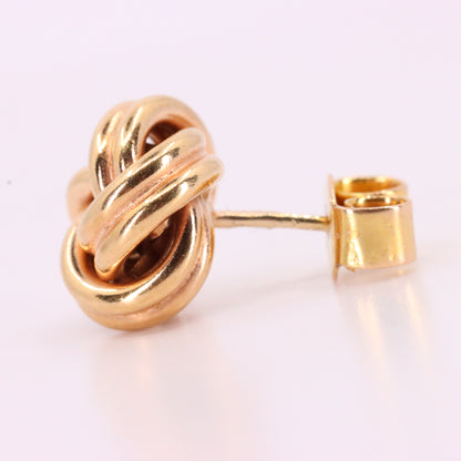 Vintage 9ct Hallmarked Yellow Gold Knot Stud Earrings Classic Design Boxed Gift