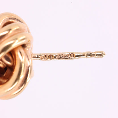 Vintage 9ct Hallmarked Yellow Gold Knot Stud Earrings Classic Design Boxed Gift