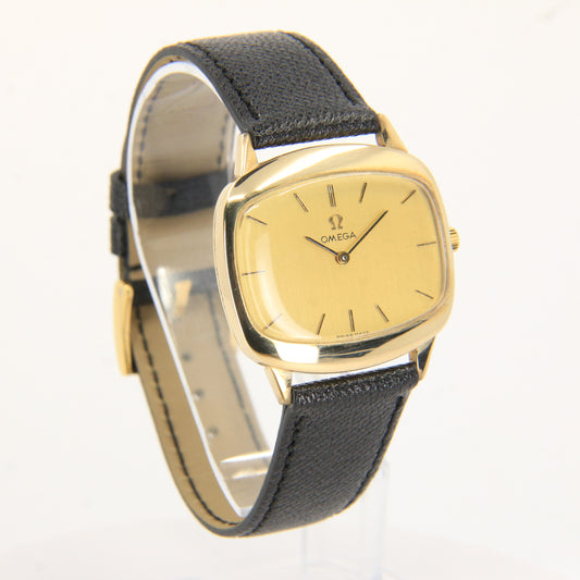 Vintage 9ct Gold Omega Wristwatch Leather Strap Cal 625 Unisex 1975 Hallmarked