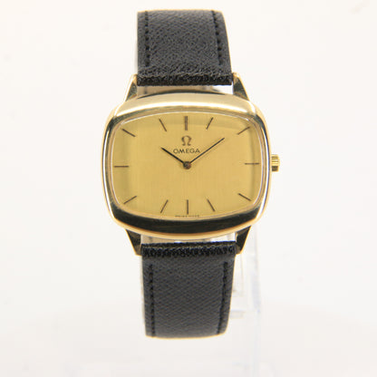 Vintage 9ct Gold Omega Wristwatch Leather Strap Cal 625 Unisex 1975 Hallmarked